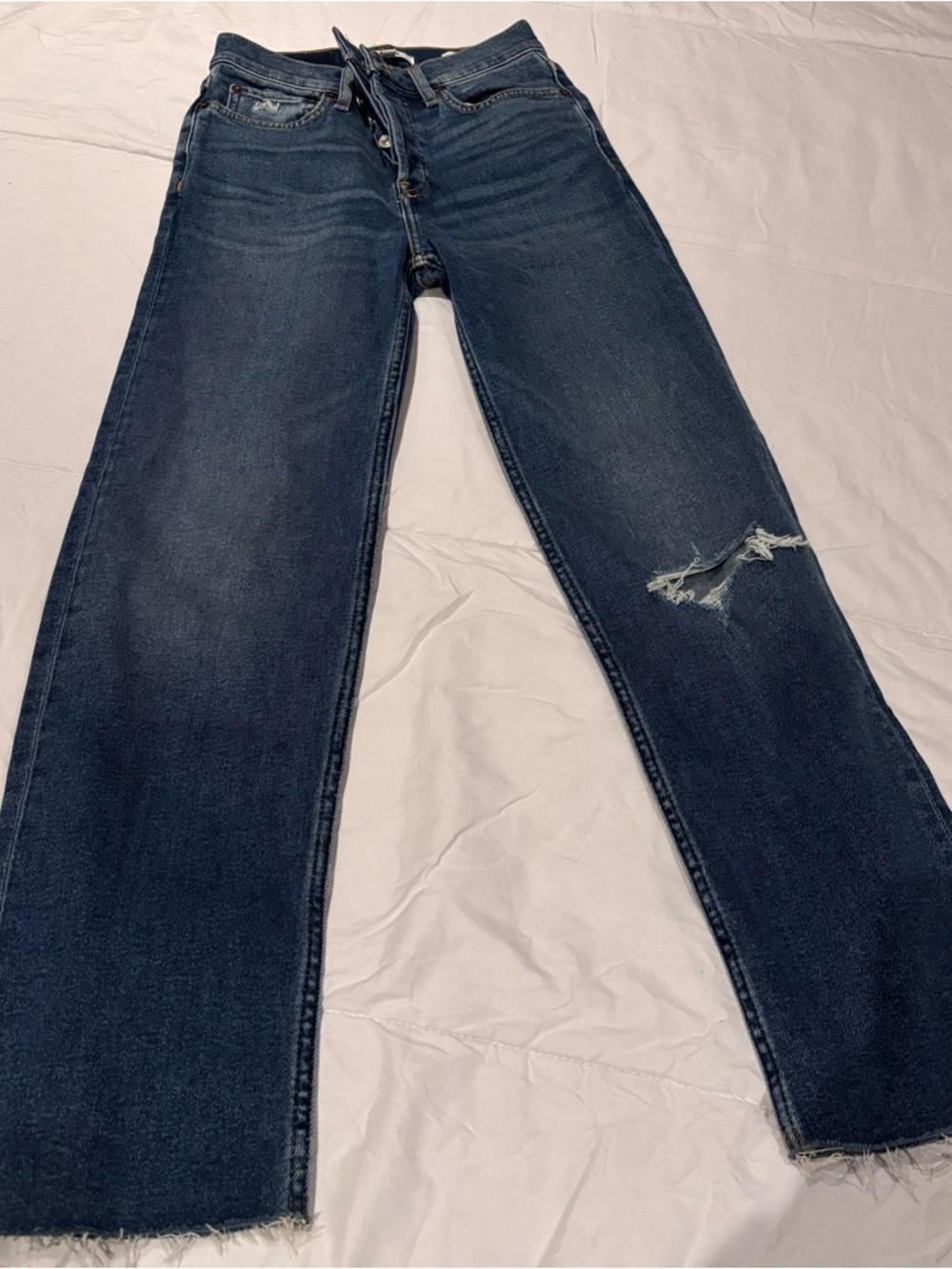 Re/Done Dark Blue  Jeans with Distressed Knee size 24